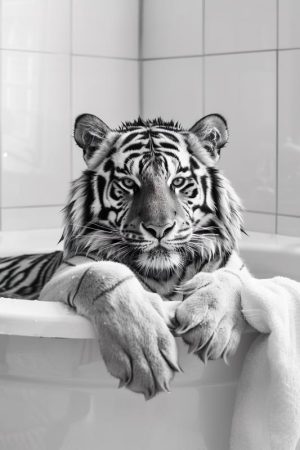 Relaxende Tijger in Bad