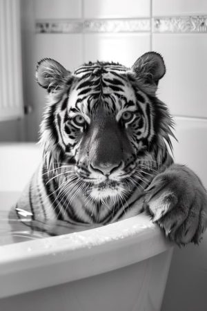 Stoere Tijger in Bad