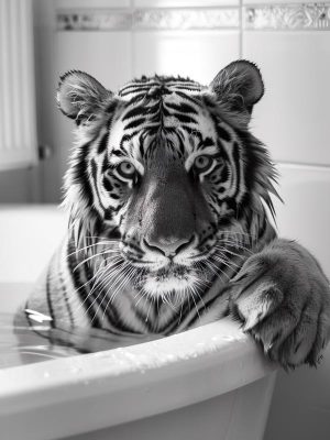 Stoere Tijger in Bad