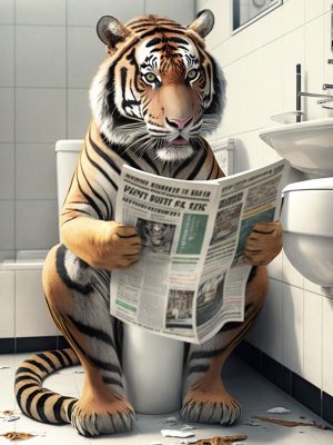Tijger in de badkamer