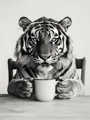 Elegante Tijger met Koffie