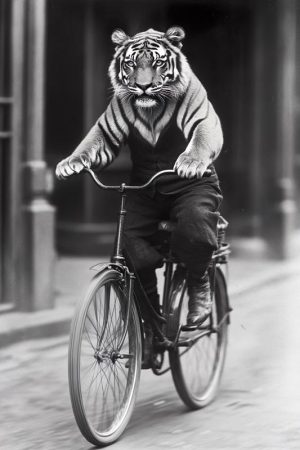 Fietsende Tijger: Een Prachtige Actie!