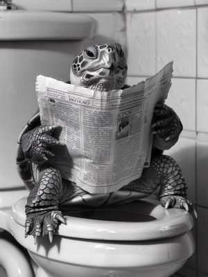 Knusse Schildpad met Krant