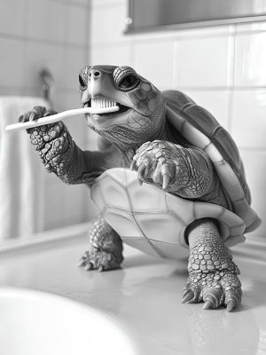 Zorgzame Schildpad in de Badkamer