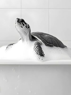 Lollige Zeeschildpad in Bad