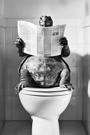 Relaxte Schildpad met Krant