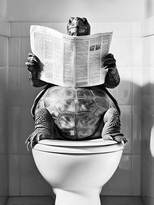Turtle met een Krant