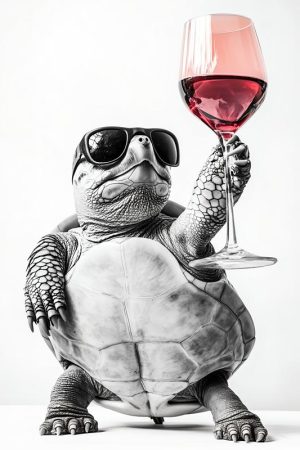 Chillende Schildpad met Wijn!