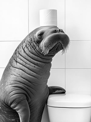 Lollige Zeehond op Toilet