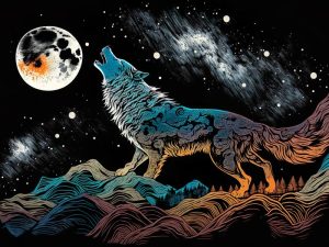 Magische Wolf onder de Maan