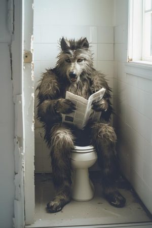 Wolf op het Toilet