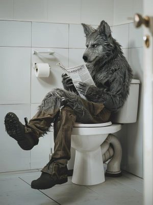 De Wolf op de WC: Een Grappige Aanblik