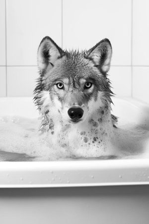 Stijlvolle Wolf in Bad