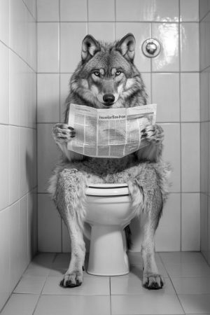 Lollige Wolf op de WC