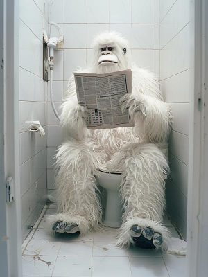 Een Yeti op het Toilet