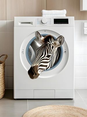 Zebra's in de Wasmachine
