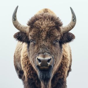 Krachtige Bison in de Mist
