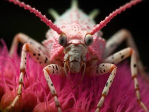 Schattige Sprinkhaan op Bloesem
