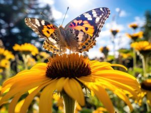 Kleurige Vlinder op Zonnebloem