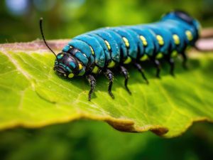 Vrolijke Rups op Groene Blad