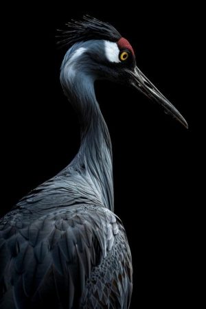 Majestueuze Kraanvogel in het Donker
