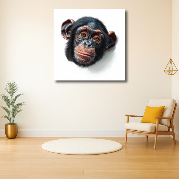 Vertederende uitdrukking van een jonge chimpansee