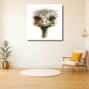 Speelse struisvogel blik
