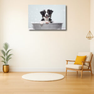 Puppy plezier in het schuim