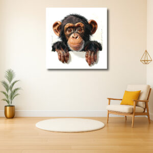 Speelse Chimpansee tegen Witte Achtergrond