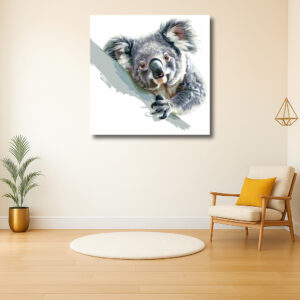 Koala op boomtak in levendige kleuren