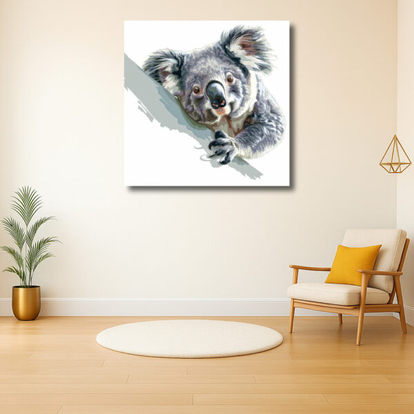 Koala op boomtak in levendige kleuren