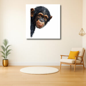 Nieuwsgierige Chimpansee Gluurt Om De Hoek