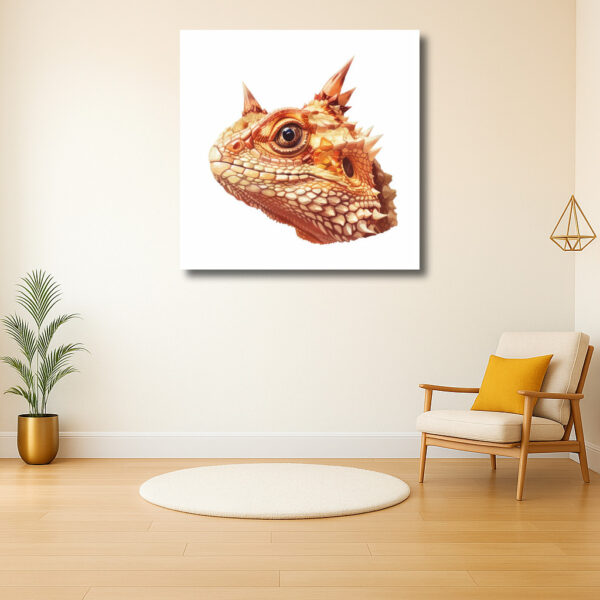 Kleurrijke kop van een hoornig reptiel