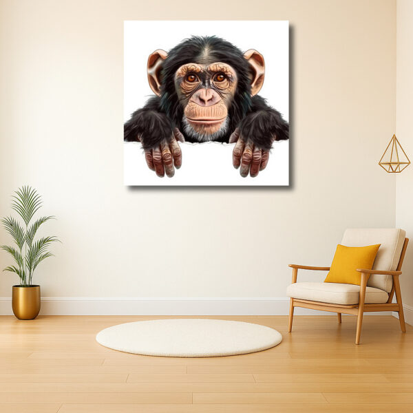 Portret van een nieuwsgierige chimpansee