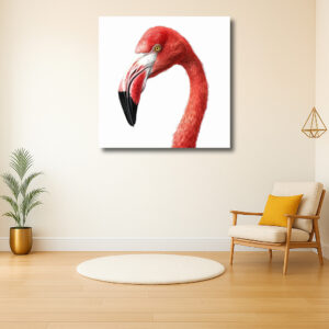 Gracieus portret van een flamingo in profiel