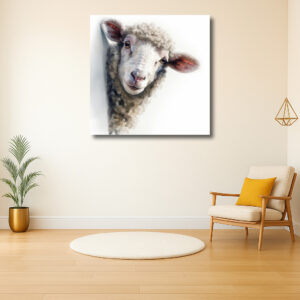 Nieuwsgierig schaap kijkt om de hoek