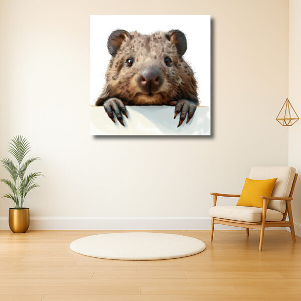 Nieuwsgierige blik van een wombat