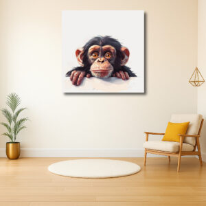 Nieuwsgierige Blik van een Jonge Chimpansee
