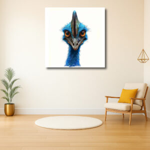 Vrolijk portret van een blauwe vogel