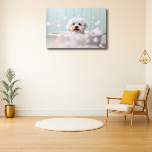Schattige hond in schuimbad