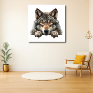 Portret van een nieuwsgierige wolf