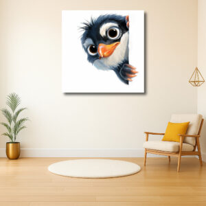 Nieuwsgierige pinguïn kijkt om de hoek