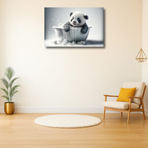 Schattige panda in een schuimbad