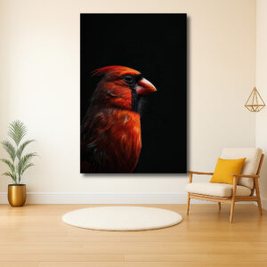 Portret van een levendige rode vogel