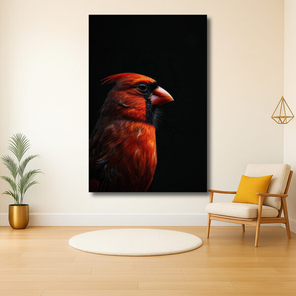 Portret van een levendige rode vogel