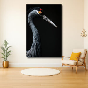 Majestueuze kraanvogel in profiel