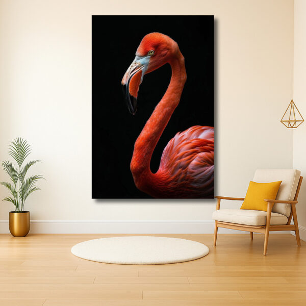 Majestueuze Flamingo tegen Zwarte Achtergrond