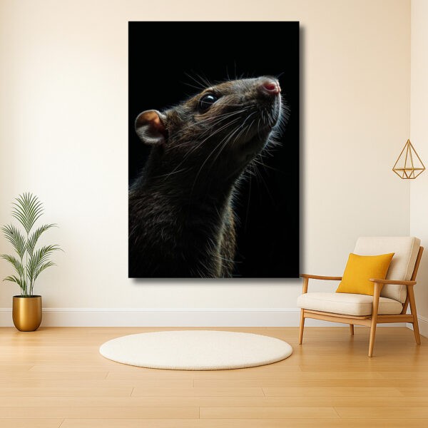 Intrigerende blik van een rat in het donker