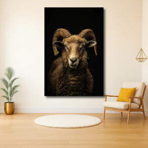 Majestueuze ram in het donker