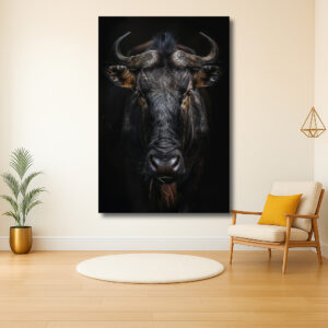 Indrukwekkende close-up van een wildebeest
